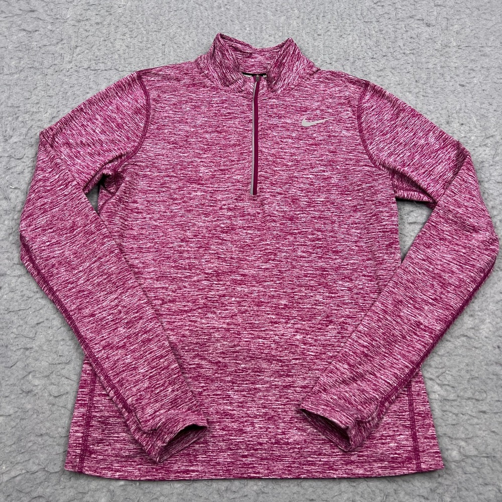 Nike Shirt Women's Medium Pink Dri Fit Element Running 1/2 Zip Pullover 685910